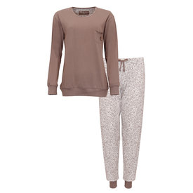 Tenderness Tenderness Dames Pyjama - Katoen - Lange Mouwen - Bruin