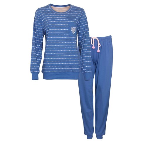 Tenderness Dames Pyjama - Katoen - Blauw
