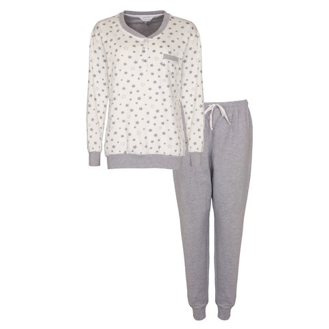 Tenderness Dames Pyjama - Fleece - Polo Sluiting - Grijs