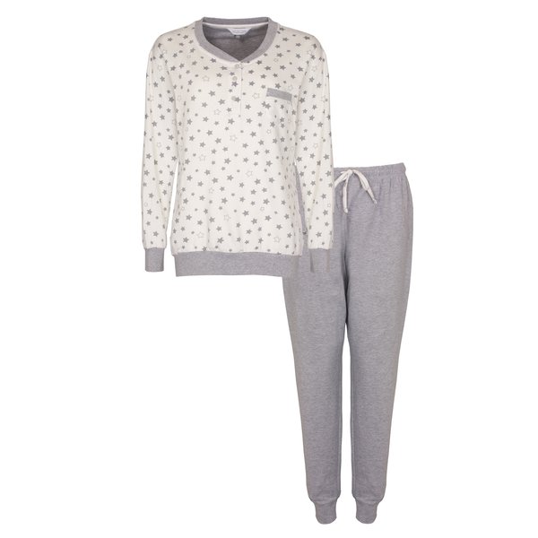 Tenderness Tenderness Dames Pyjama - Fleece - Polo Sluiting - Grijs