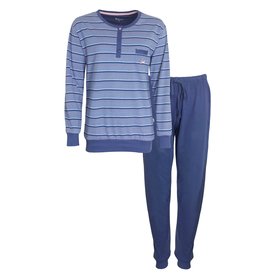 Tenderness Tenderness Dames Pyjama - Katoen - Polo Sluiting - Blauw