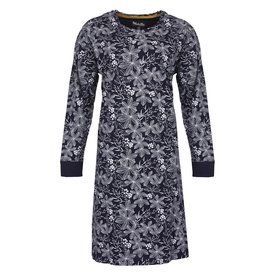 Medaillon Medaillon Dames Nachthemd - Bloemenprint - Donker Blauw