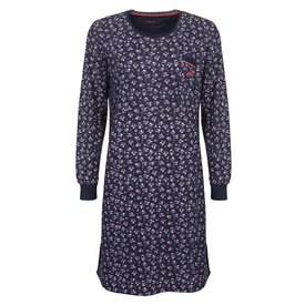 Tenderness Tenderness Dames Nachthemd - Lange Mouwen - Katoen - Blauw