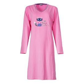 Irresistible Irresistible Dames Nachthemd - V Hals - Lange Mouwen - Roze