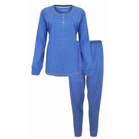 Irresistible Irresistible Dames Pyjama - Katoen - Polo Sluiting - Blauw