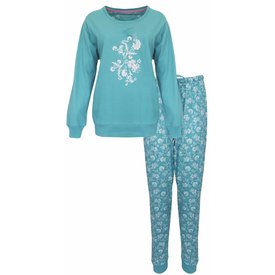 Tenderness Tenderness Dames Pyjama - Katoen - Lange Mouwen - Aqua Groen