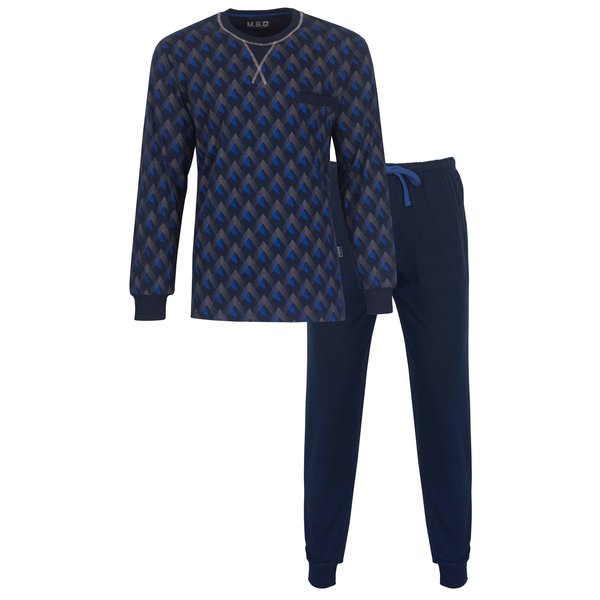 Merkloos M.E.Q. - Heren Pyjama - 100% Katoen - Blauw