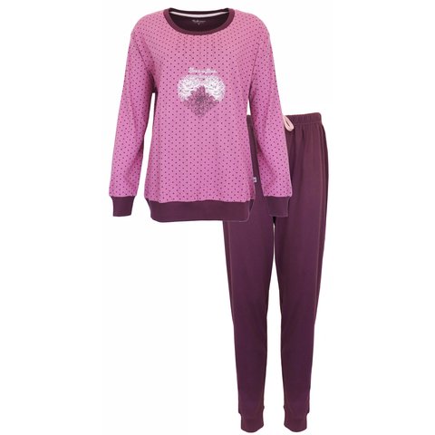 Tenderness Dames Pyjama - Lange Mouwen - Donker Roze
