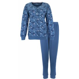 Tenderness Tenderness Dames Pyjama - Katoen - Polo Sluiting - Blauw