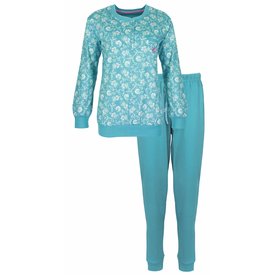 Tenderness Tenderness Dames Pyjama - Katoen - Bloemen - Aqua Groen