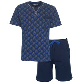 MEQ MEQ Heren Shortama - Pyjama Set - 100% Katoen - Blauw