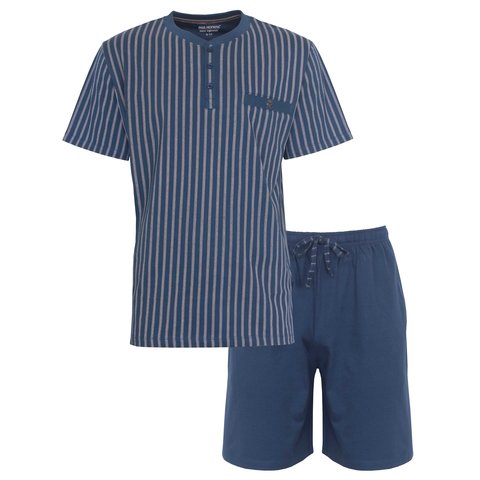 Paul Hopkins Heren Shortama - Pyjama Set - Gestreept - Blauw