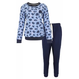 Medaillon Medaillon Dames Pyjama - Katoen - Polo Sluiting - Blauw