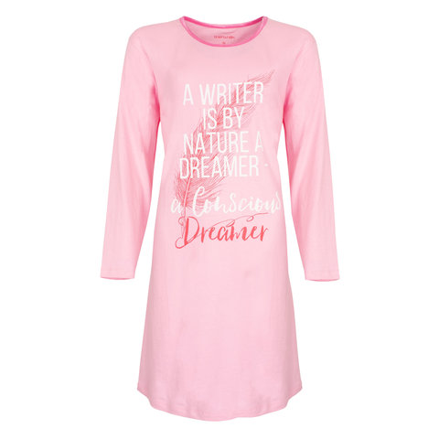 Temptation Dames Nachthemd - Bigshirt - 100% Katoen - Licht Roze