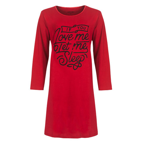 Temptation Dames Nachthemd - Bigshirt - 100% Katoen - Rood