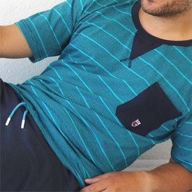 MEQ MEQ Heren Shortama - Pyjama Set - Korte mouwen - Katoen - Blauw