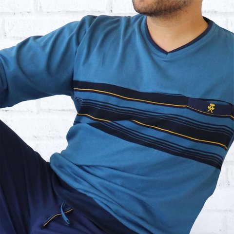 Paul Hopkins - Heren Pyjama - 100% katoen - Blauw