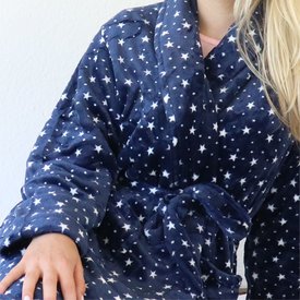 Tenderness Tenderness Dames Badjas - Fleece - Sjaalkraag - Blauw