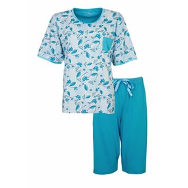 Medaillon Medaillon Dames Pyjama - Katoen - Ronde Hals - Blauw