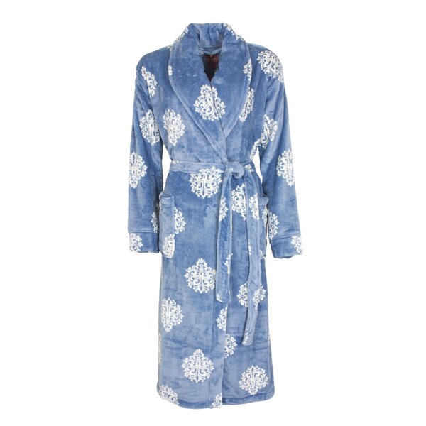 Medaillon Medaillon Dames Badjas - Coral Fleece - Licht Blauw