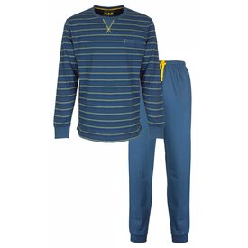 Merkloos M.E.Q. - Heren Pyjama - Gestreept - Blauw