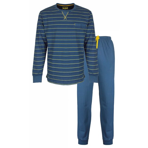 Merkloos M.E.Q. - Heren Pyjama - Gestreept - Blauw