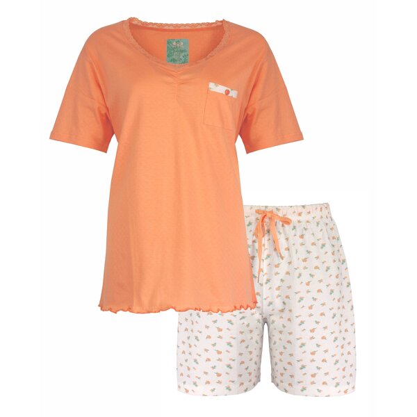 Tenderness Tenderness - Dames Shortama - Pyjama Set - Oranje