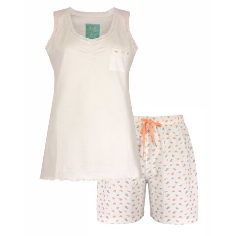 Tenderness Dames Shortama - Pyjama Set - V Hals - Wit