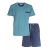 MEQ Heren Shortama  - Pyjama Set -  Korte mouwen - 100% Katoen - Petrol Blauw