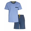 MEQ Heren Shortama  - Pyjama Set -  Korte Mouwen - 100% Katoen – Licht Blauw
