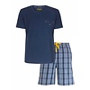 MEQ Heren Shortama  - Pyjama Set -  Korte  Mouwen - 100% Katoen – Navy Blauw