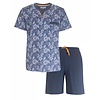 MEQ Heren Shortama - Pyjama Set - Korte Mouwen - 100% Katoen - Navy Blauw