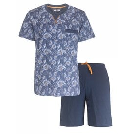 MEQ MEQ Heren Shortama - Pyjama Set - Korte Mouwen - 100% Katoen - Navy Blauw