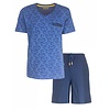 MEQ Heren Shortama - Pyjama Set - Korte  Mouwen - 100% Katoen - Licht Blauw