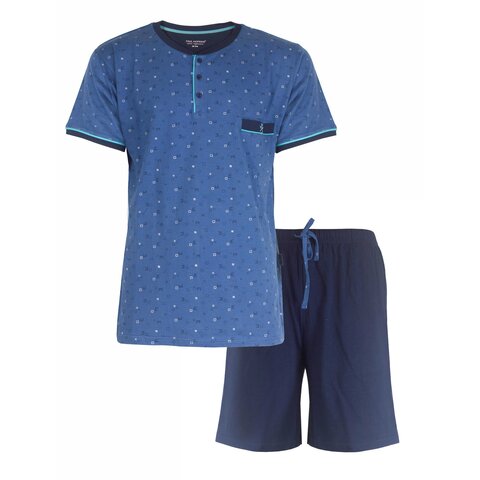 Paul Hopkins Heren Shortama - Pyjama Set - 100% Katoen - Licht Blauw