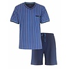 Paul Hopkins Heren Shortama - Pyjama Set - Verticale Streep - 100% Katoen - Blauw