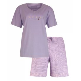 Irresistible IRSAD1313A Irresistible Dames Korte Shortama Pyjama Set – Zebra print - 100% Gekamde Katoen - Paars