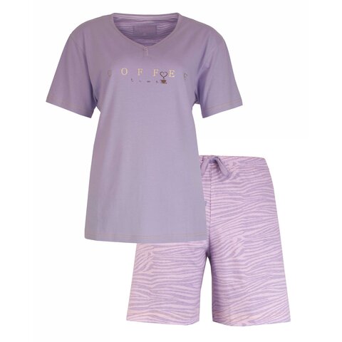 Irresistible - Dames Shortama Pyjama Set - Zebra print - 100% Katoen - Paars