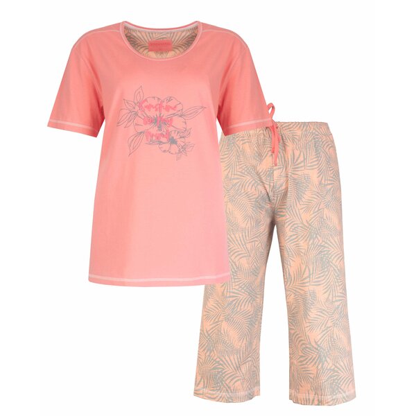 Irresistible Irresistible - Dames Shortama Pyjama Set – Palm print - 100% Katoen - Roze