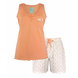 Tenderness Tenderness Dames Shortama - Pyjama Set - V Hals - Oranje