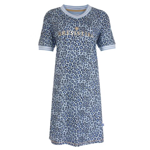 Irresistible Dames Nachthemd - Panter print - Katoen - Blauw