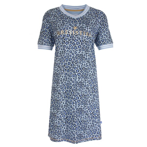 Irresistible Irresistible Dames Nachthemd - Panter print - Katoen - Blauw