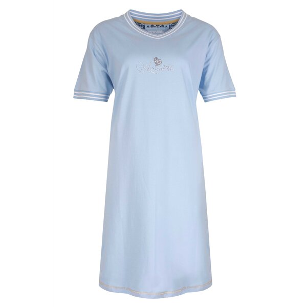 Irresistible Irresistible Dames Nachthemd - Slaapkleed - 100% Katoen - Licht Blauw