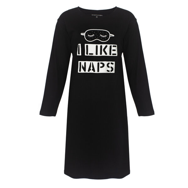 Temptation Temptation Dames Nachthemd - Bigshirt - Zwart