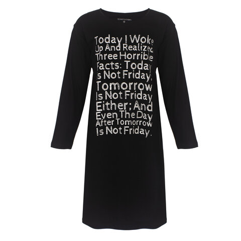 Temptation Dames Nachthemd - Bigshirt - Zwart