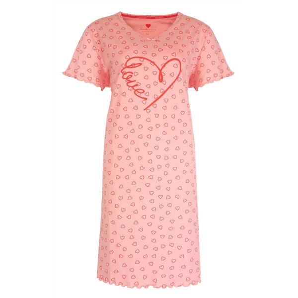 Tenderness Tenderness Dames Nachthemd - Slaapkleed - Hartjes Print - 100% Katoen - Roze