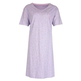 Tenderness Tenderness Dames Nachthemd - Slaapkleed - Bloemenprint - 100% Katoen - Lavendel Lila