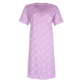 Tenderness Tenderness Dames Nachthemd - Slaapkleed - Bloemenprint - 100% Katoen - Licht Paars