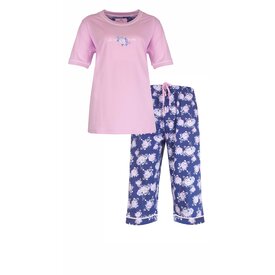 Medaillon Medaillon Dames Pyjama - Roosjes print - 100% Katoen - Roze