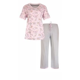 Tenderness TEPYD1304B Dames Pyjama Set Tenderness – Bloemetjes print - 100% Gekamde Katoen –Roze.